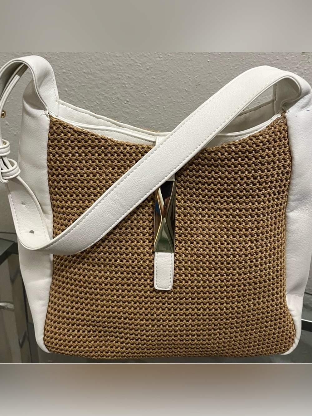 INC International Concepts Tan and White Hobo Bag